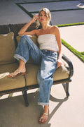 Cello Jeans - Mid Waist Barrel Leg with Rolled Cuff [WV79873BR-M]