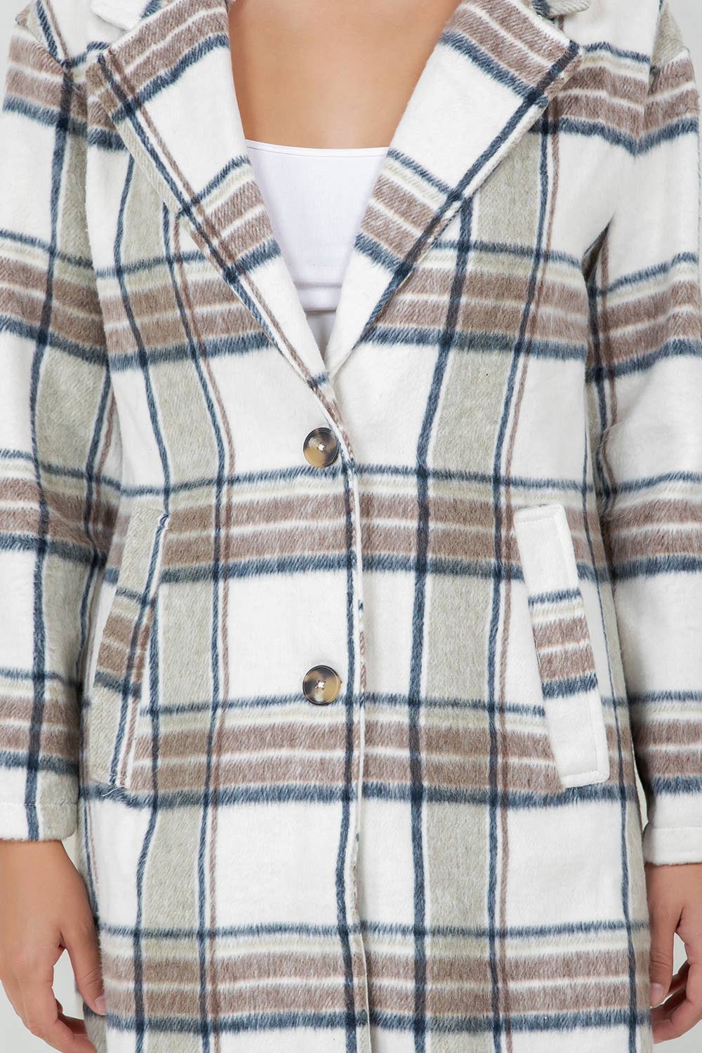 Veracci - Oversized Woolen Plaid Coat / Jacket with detachable Hood