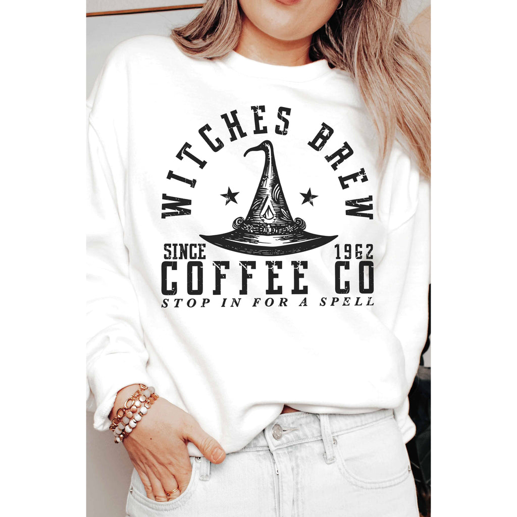 A. BLUSH CO - WITCHES BREW COFFEE CO Halloween Graphic Sweatshirt