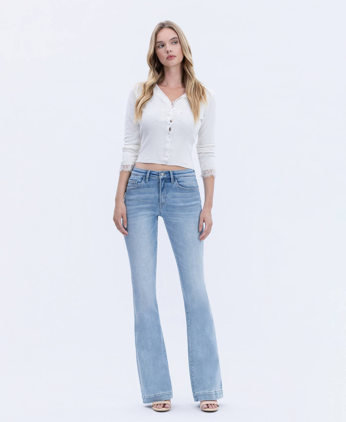 VERVET by FLYING MONKEY - MID RISE TROUSER HEM BOOTCUT JEANS T6243