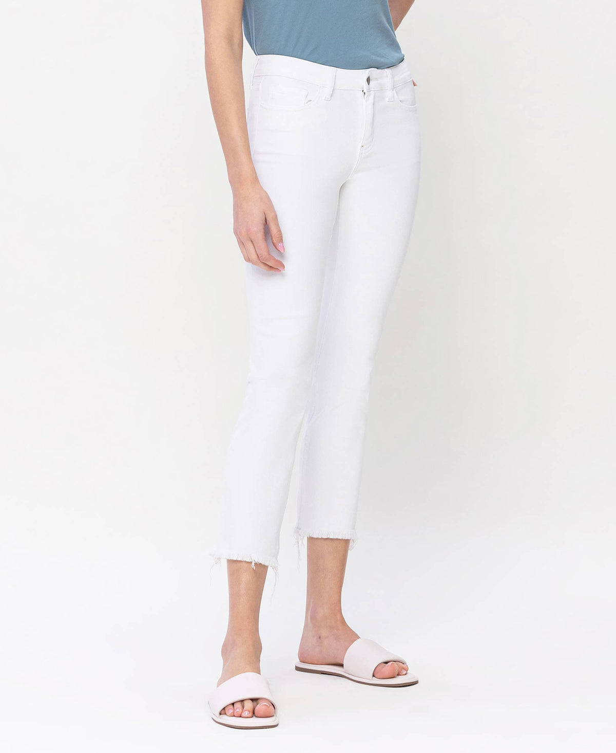 VERVET by FLYING MONKEY - MID RISE CROP STRAIGHT JEANS V3370WH