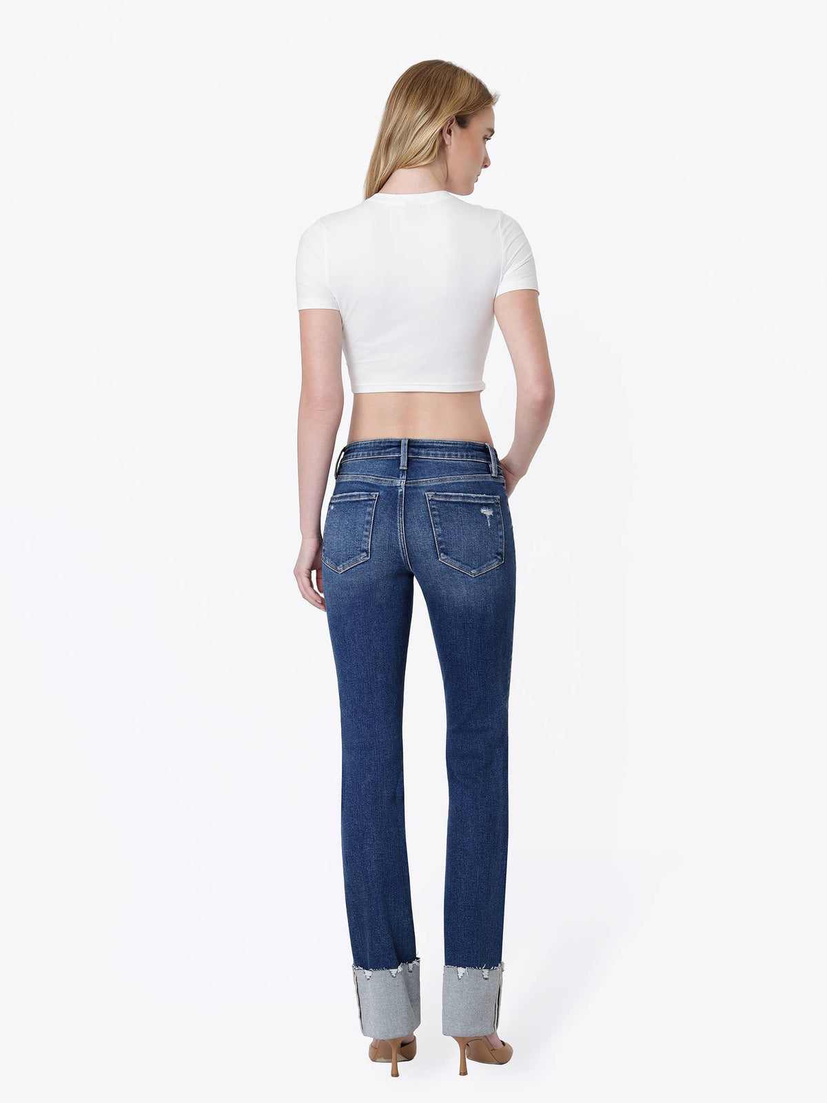 Lovervet by VERVET - MID RISE DARK WASH CUFFED SLIM STRAIGHT JEANS LV1513