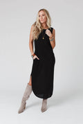 Three Bird Nest - Cassie Sleeveless Pocket Slinky Maxi Dress - Black