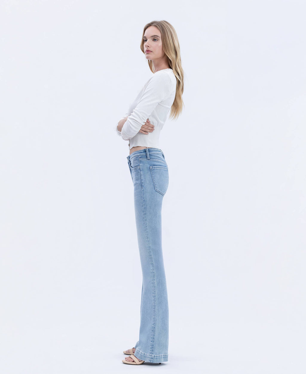 VERVET by FLYING MONKEY - MID RISE TROUSER HEM BOOTCUT JEANS T6243