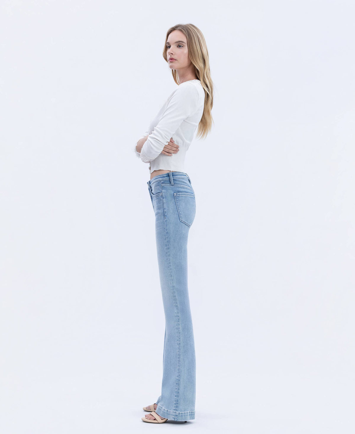VERVET by FLYING MONKEY - MID RISE TROUSER HEM BOOTCUT JEANS T6243