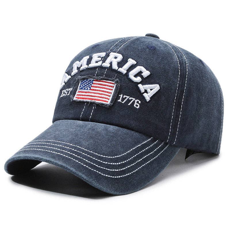 Suhkasana - Vintage America Flag Embroidered Baseball Cap