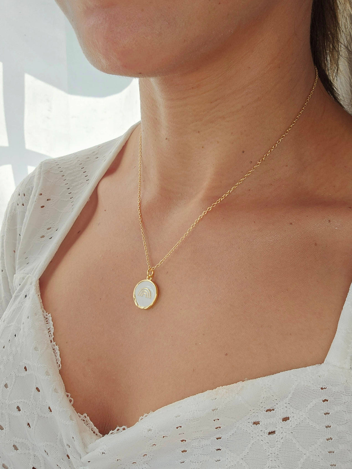 Caramel Sky - 18K Gold Plated Rainbow Pendant Necklace, Christian Jewelry