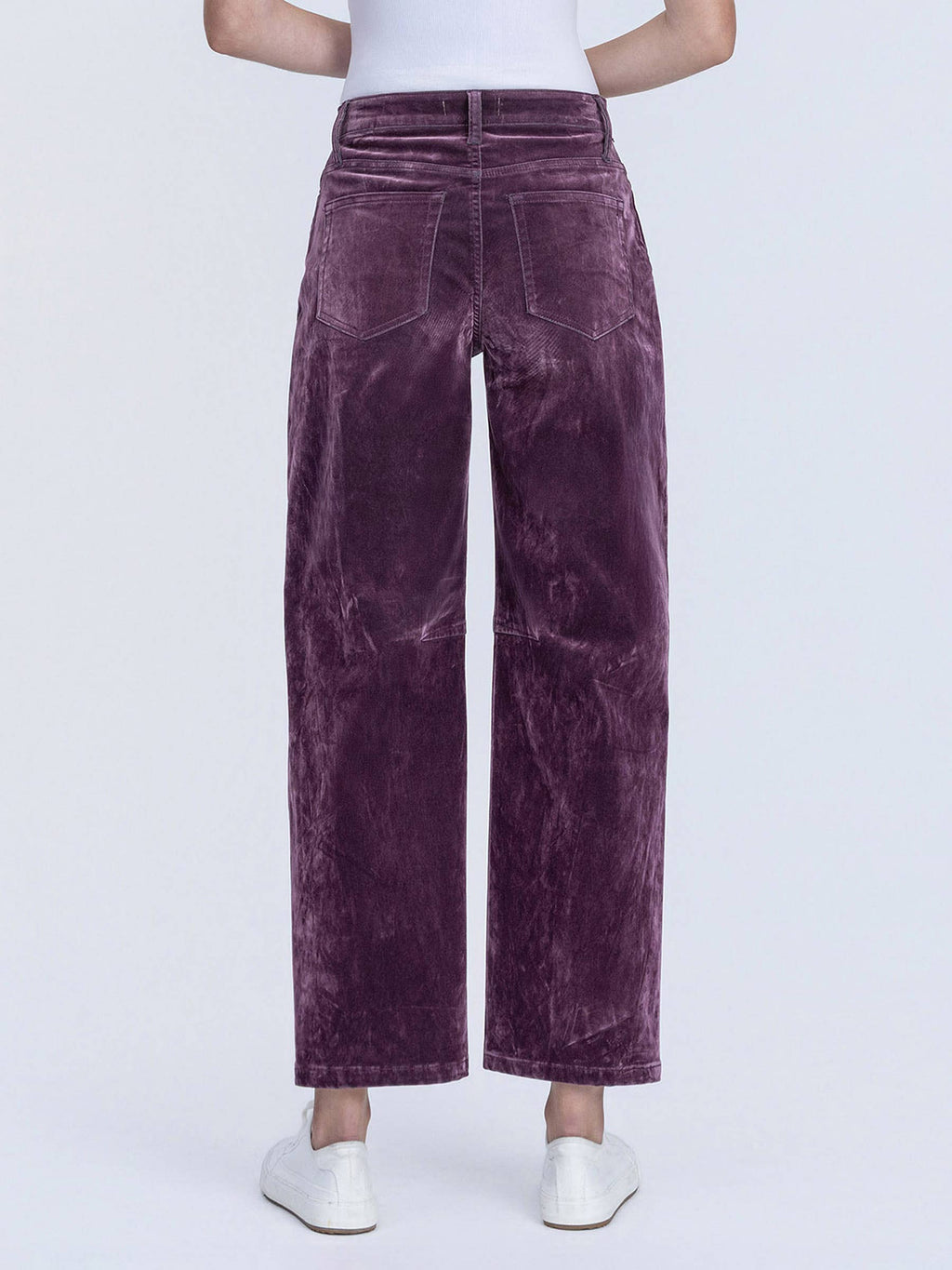 VERVET by FLYING MONKEY - HIGH RISE VELVET FLOCKED PURPLE BARREL LEG JEANS T7091PUR