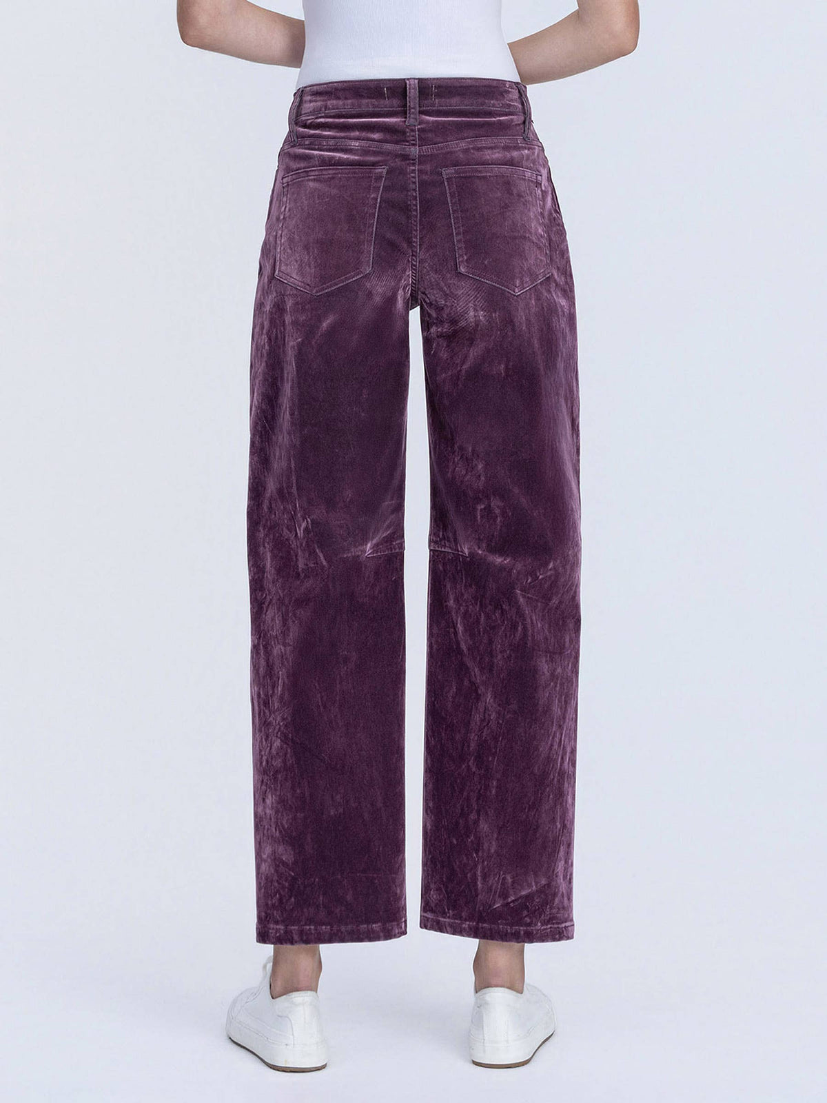 VERVET by FLYING MONKEY - HIGH RISE VELVET FLOCKED PURPLE BARREL LEG JEANS T7091PUR