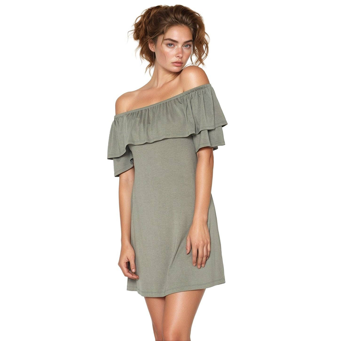 Robin K - Women's Basic Off Shoulder Midi Dress