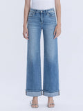 VERVET by FLYING MONKEY - HIGH RISE FULL LENGTH CUFFED WIDE JEANS T7049
