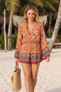 TIMING - Boho Floral Print Summer Romper