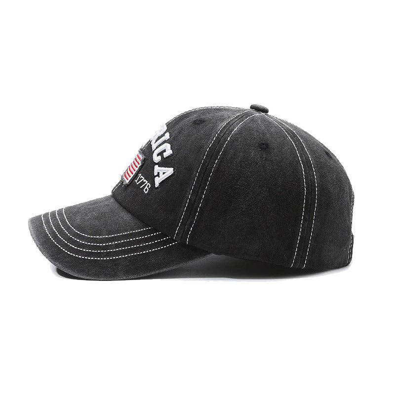 Suhkasana - Vintage America Flag Embroidered Baseball Cap