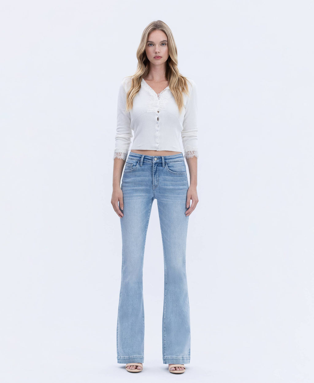 VERVET by FLYING MONKEY - MID RISE TROUSER HEM BOOTCUT JEANS T6243