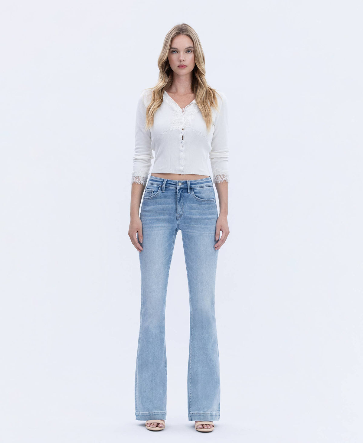 VERVET by FLYING MONKEY - MID RISE TROUSER HEM BOOTCUT JEANS T6243
