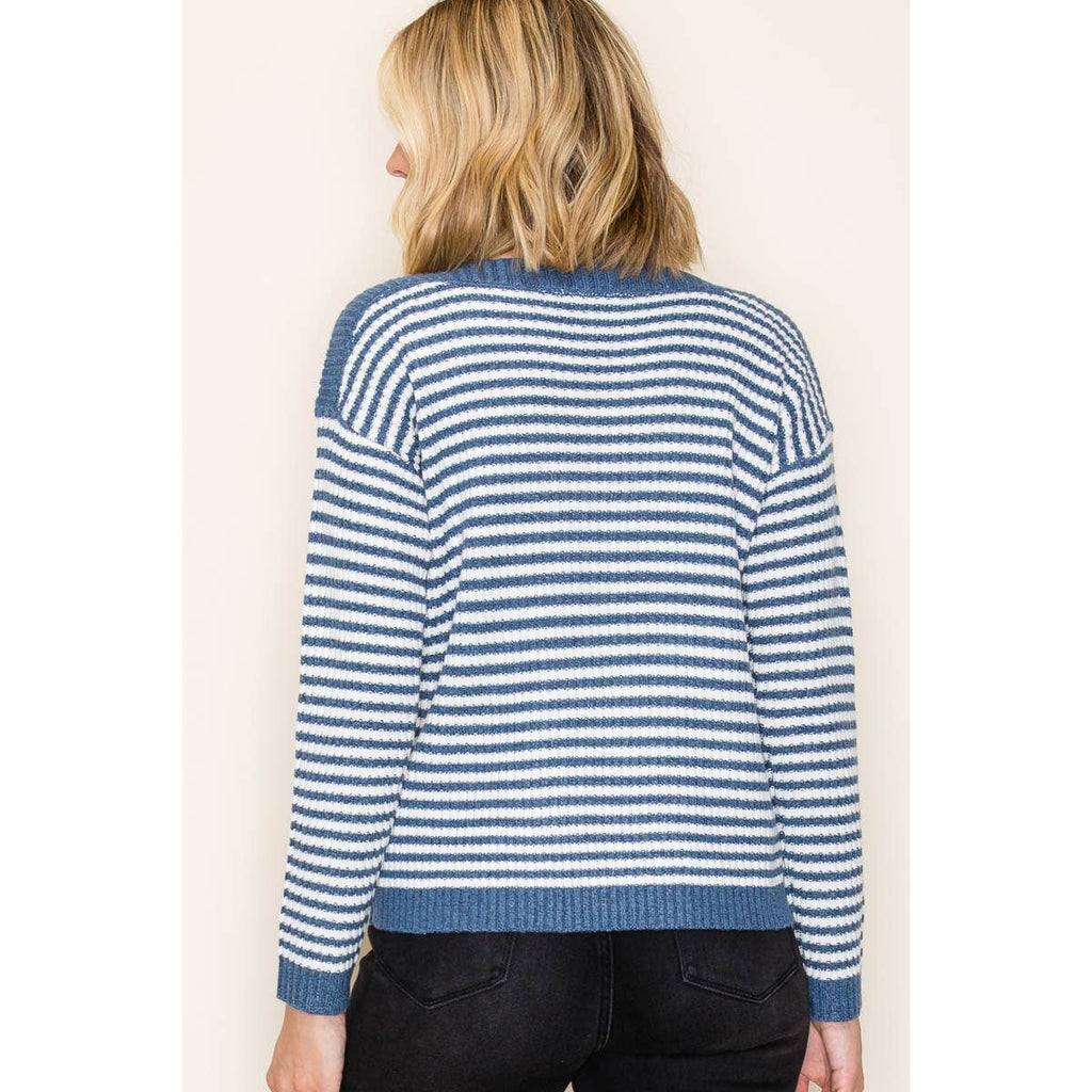 STACCATO - BOAT NECK PULLOVER SWEATER - IVORY/TAUPE
