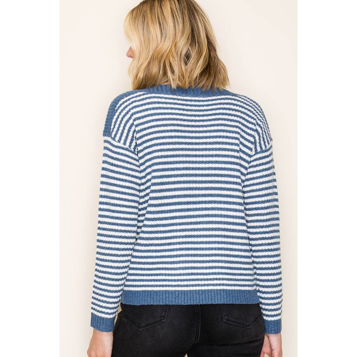 STACCATO - BOAT NECK PULLOVER SWEATER - IVORY/TAUPE