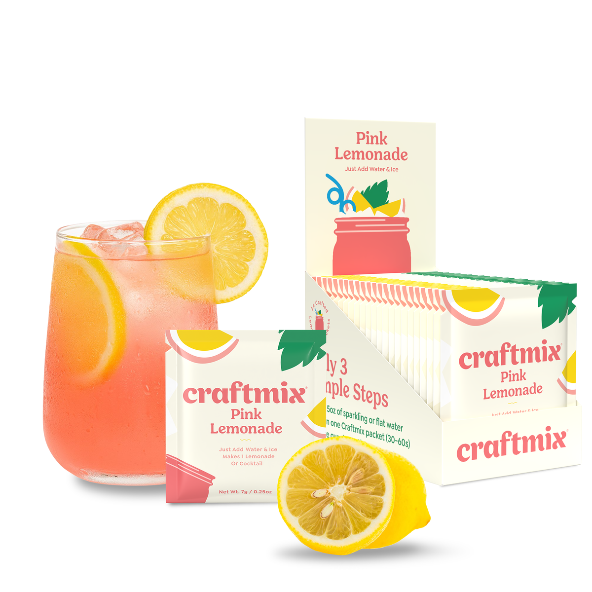 Craftmix - Pink Lemonade Cocktail / Mocktail Mixer - 24ct Caddy