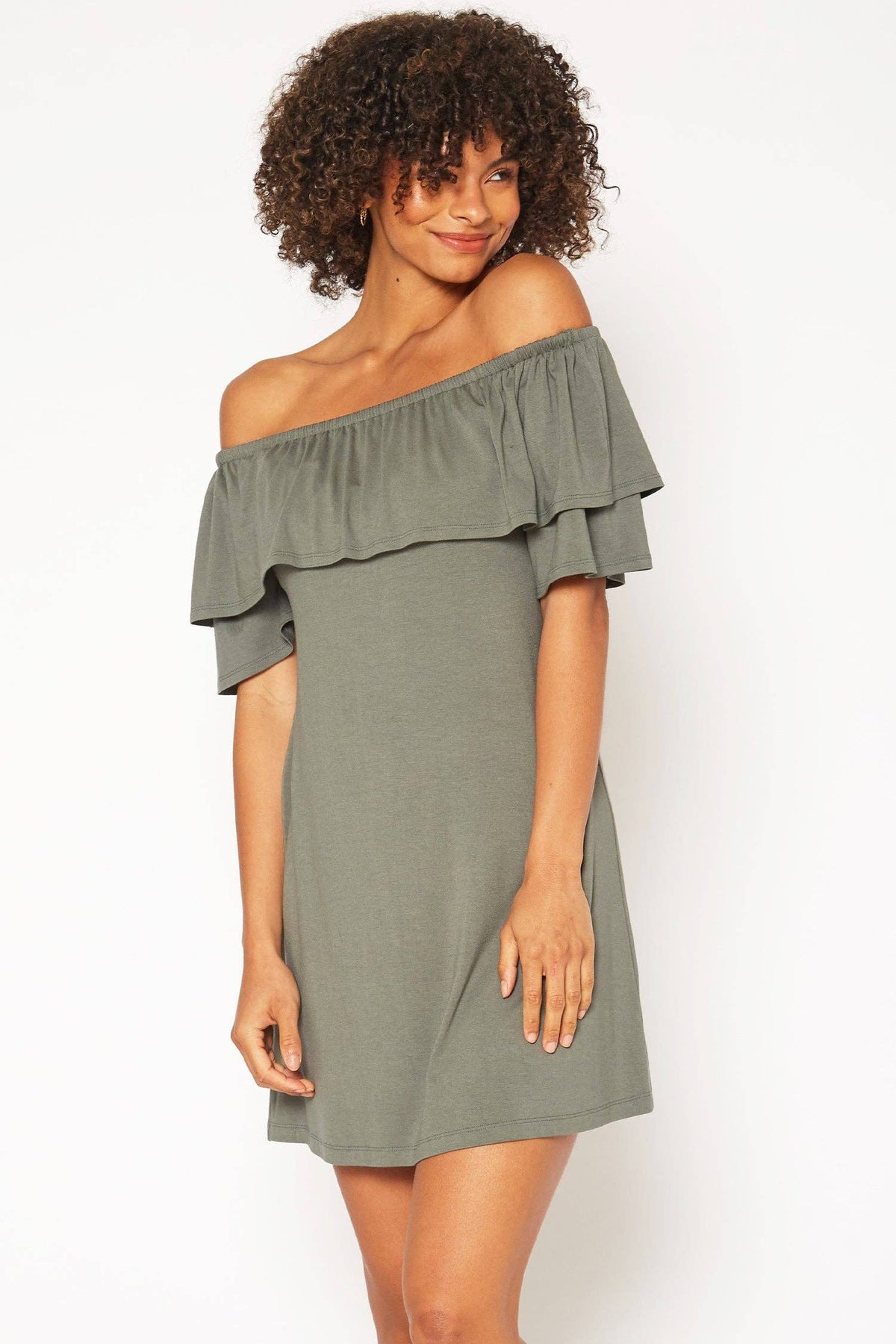 Robin K - Women's Basic Off Shoulder Midi Dress