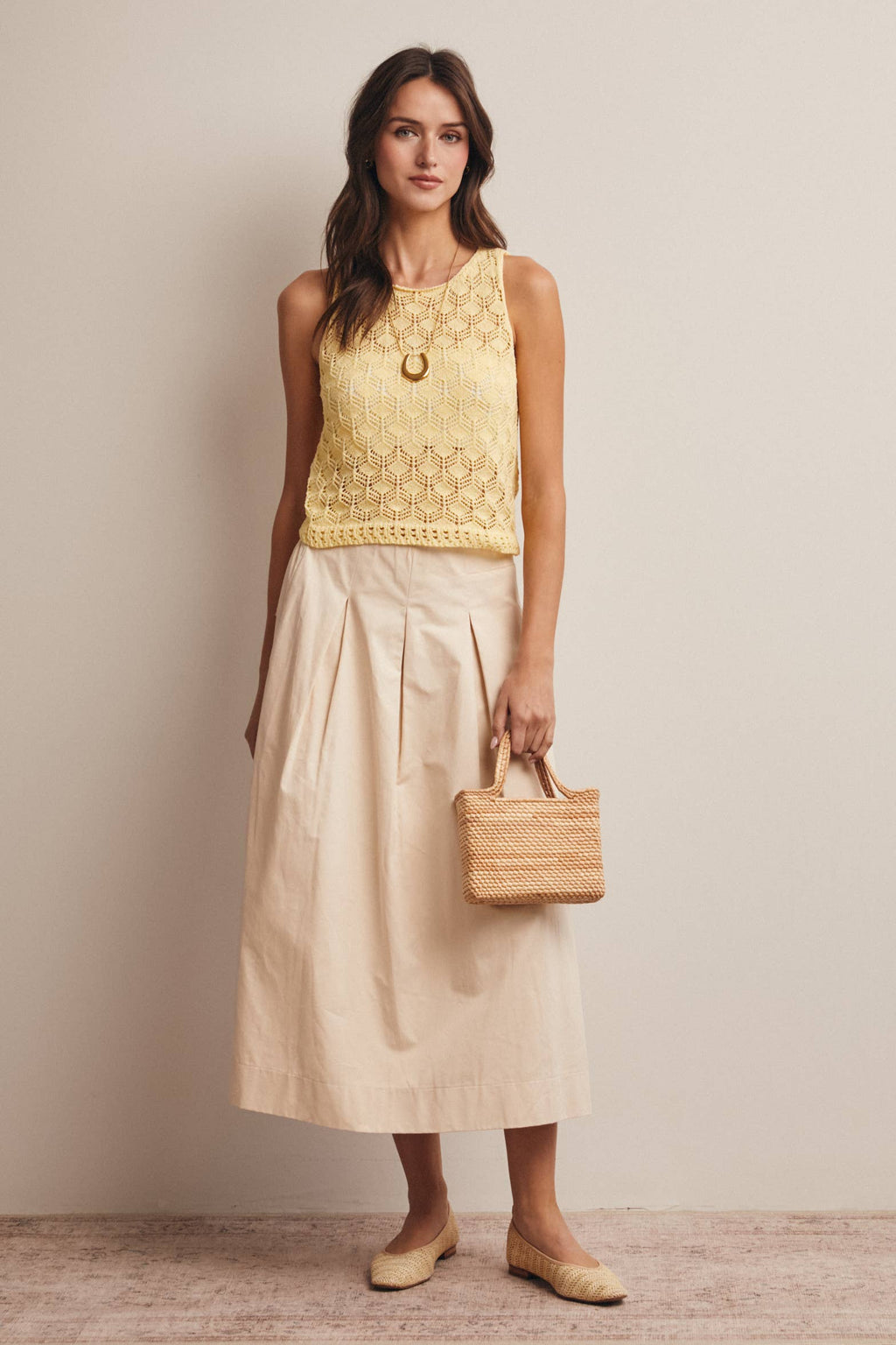 Forte - Sleeveless Crochet Knit Tank Top FSW0048