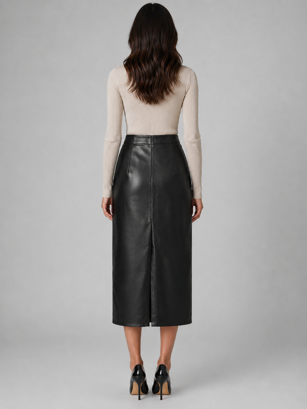 Veracci - Women’s High-Waist Vegan Leather Long Pencil Skirt