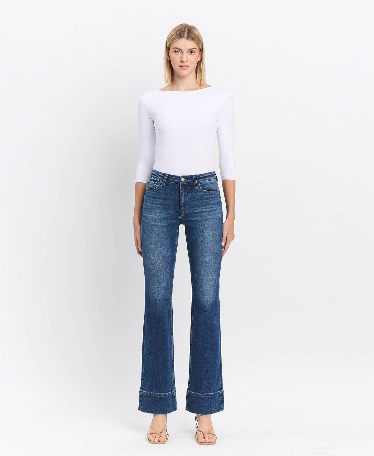 VERVET by FLYING MONKEY - HIGH RISE TROUSER HEM BOOTCUT JEANS T6641