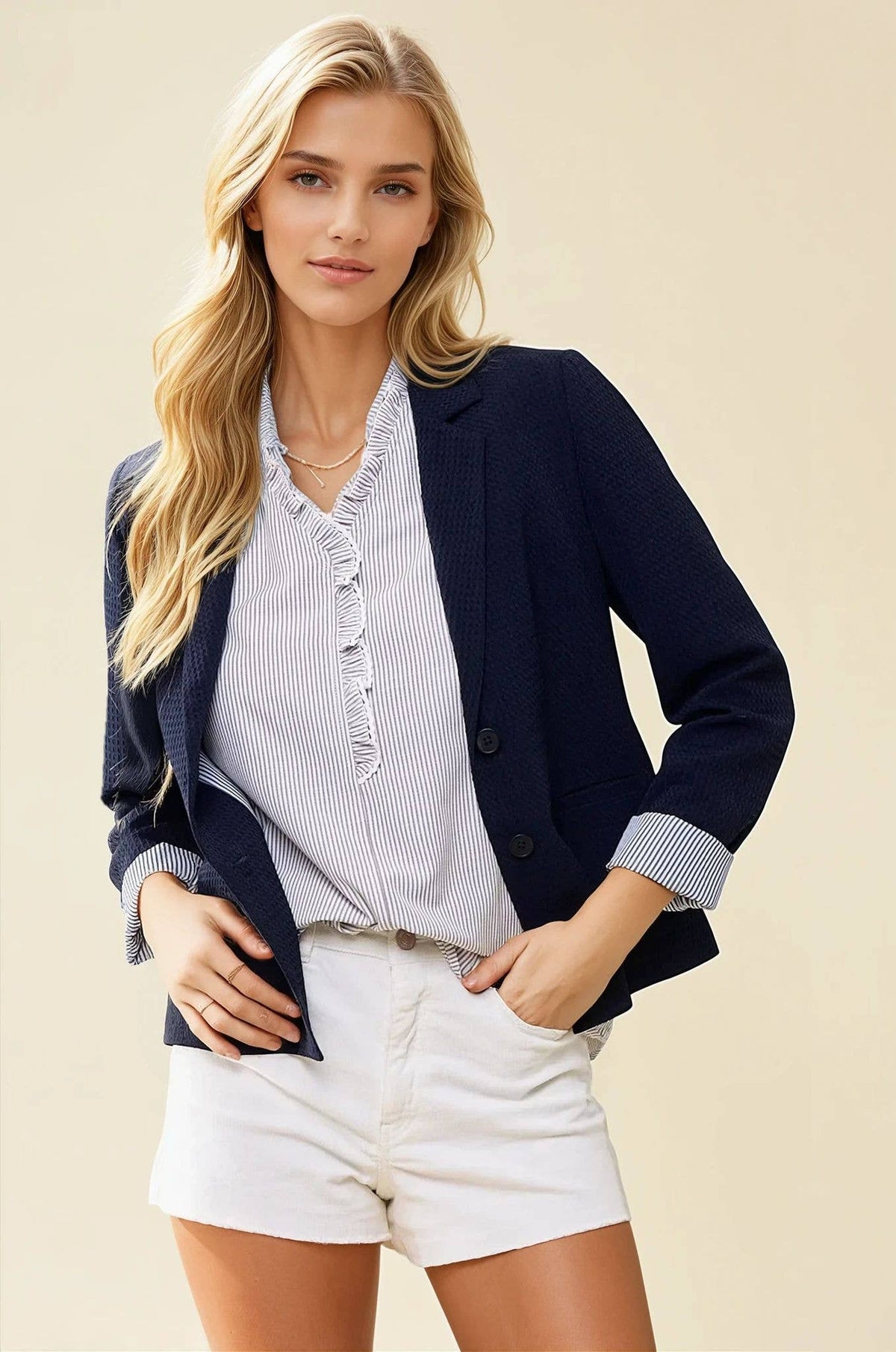 Doe and Rae - Stripe Lined Blazer - 10349J