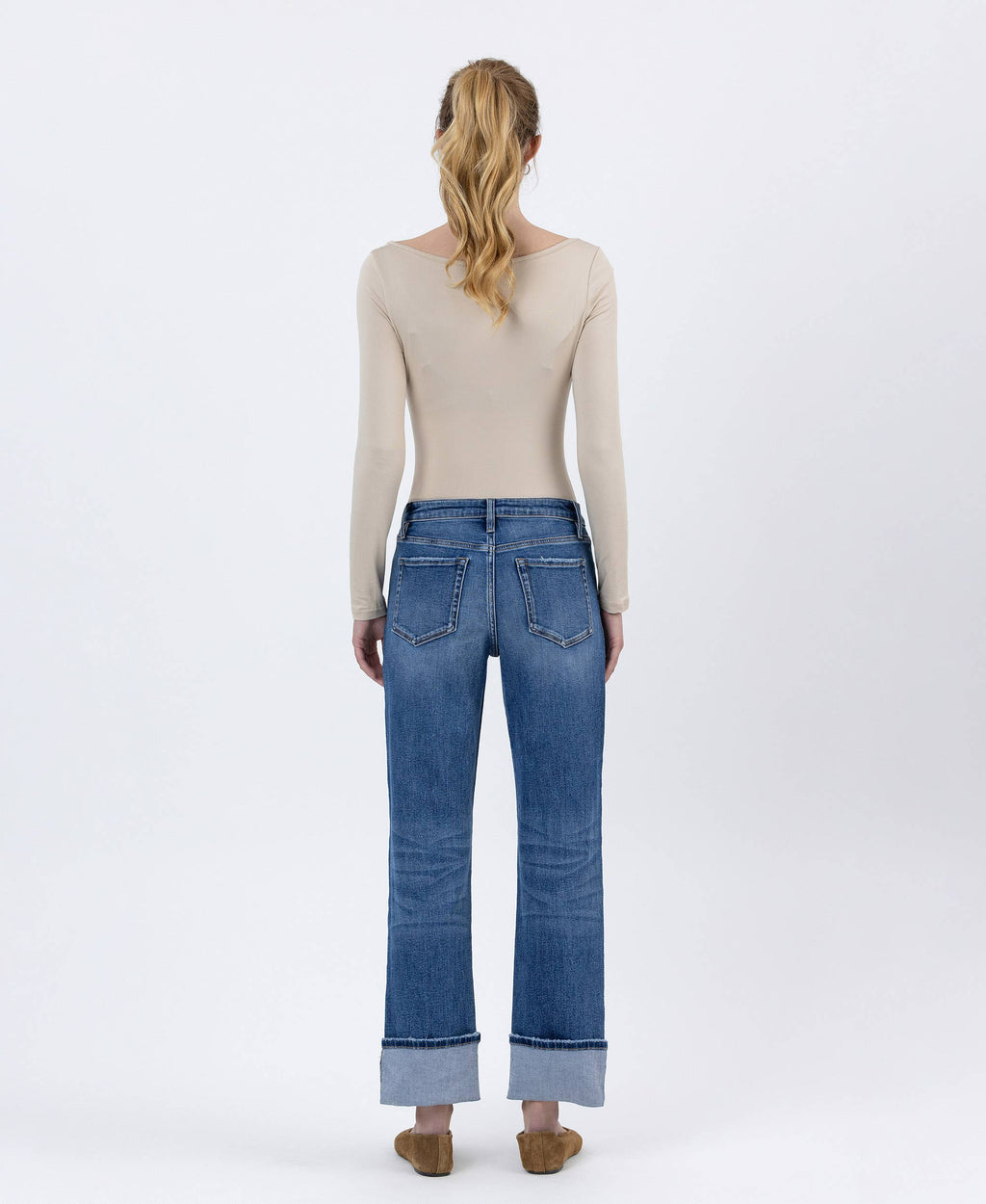 Lovervet by VERVET - HIGH RISE CUFFED ANKLE STRAIGHT JEANS LV1608