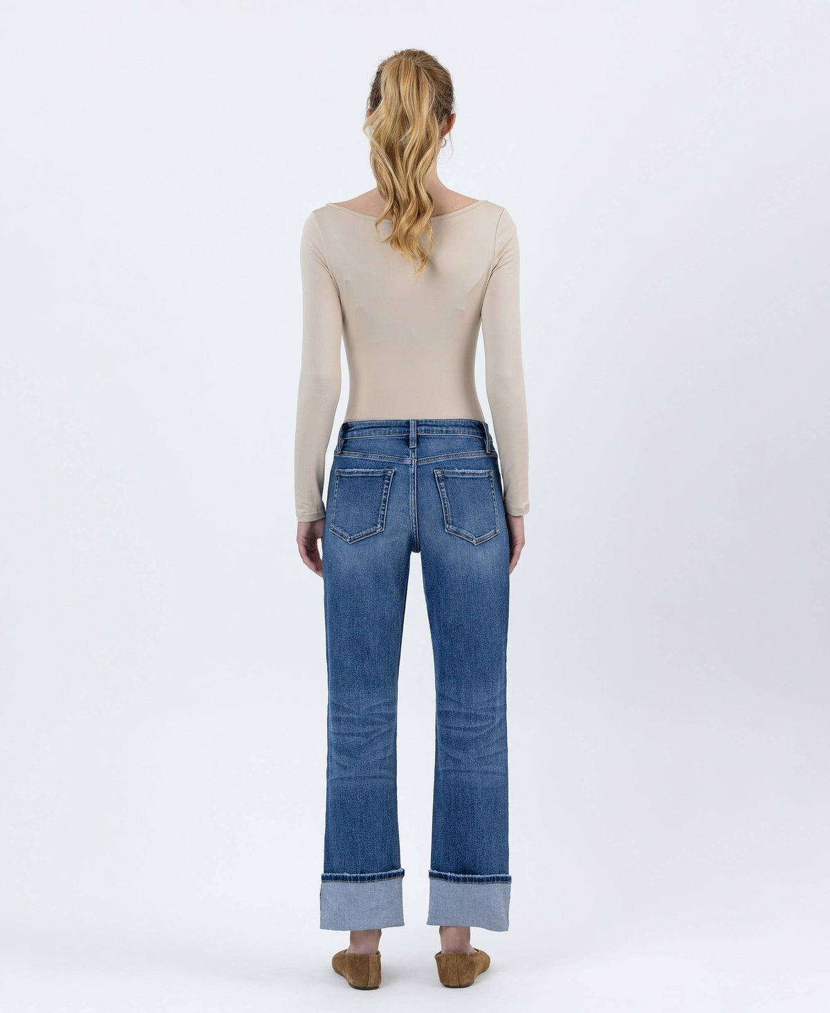 Lovervet by VERVET - HIGH RISE CUFFED ANKLE STRAIGHT JEANS LV1608