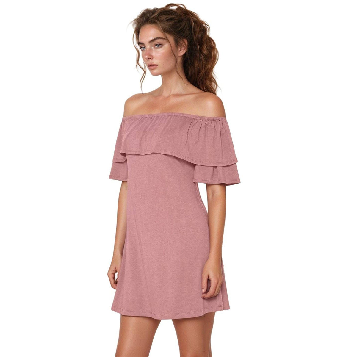 Robin K - Women's Basic Off Shoulder Midi Dress