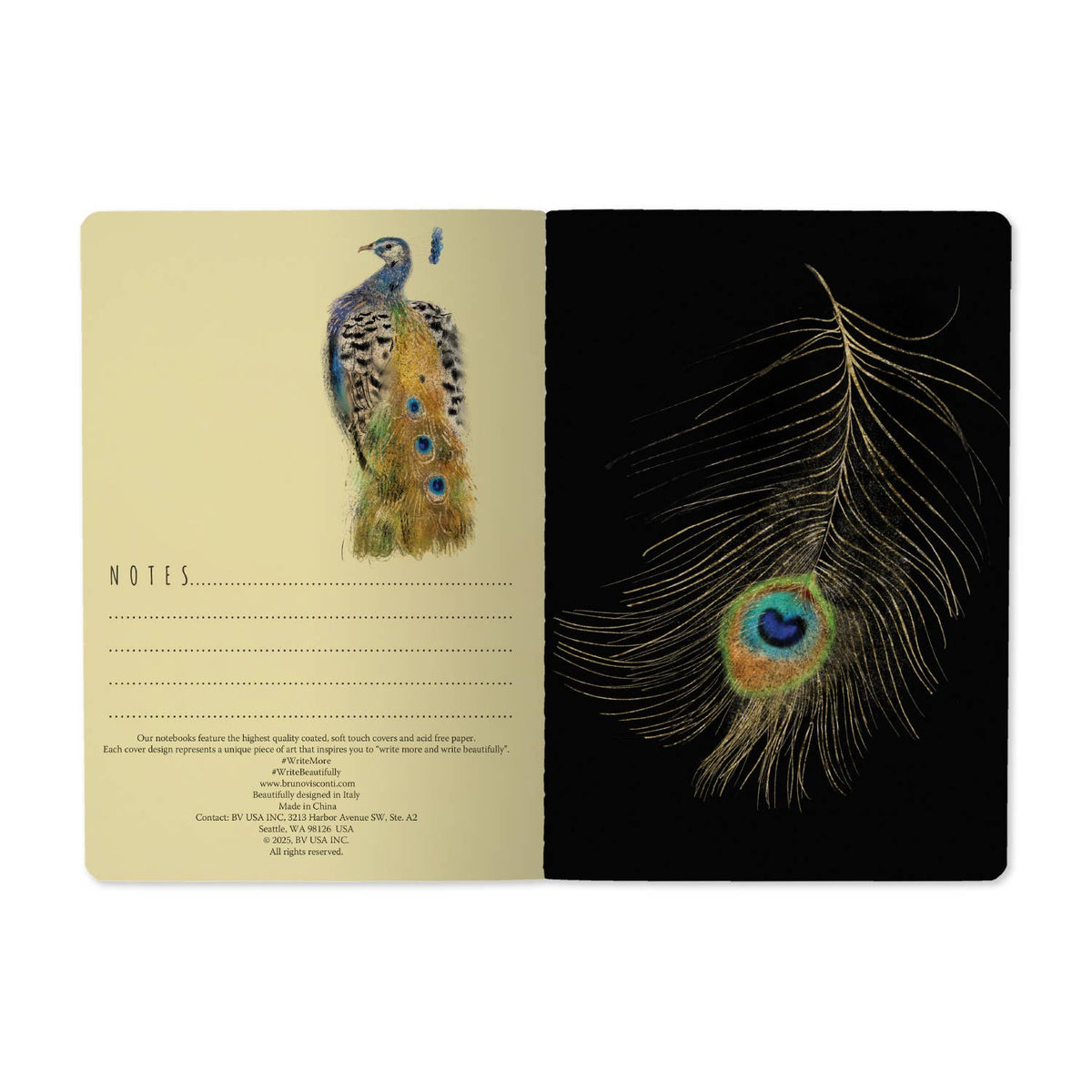 BV by Bruno Visconti - A5 Notebook -  Magic Peacocks
