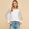 Les Amis - Solid Top with detailed Ribbon Laced Sleeves