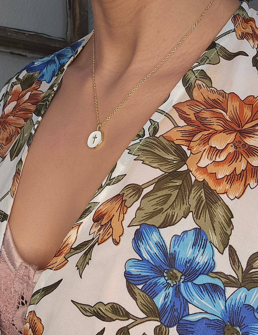 Caramel Sky - 18K Gold Plated Cross Pendant Necklace, Christian Jewelry