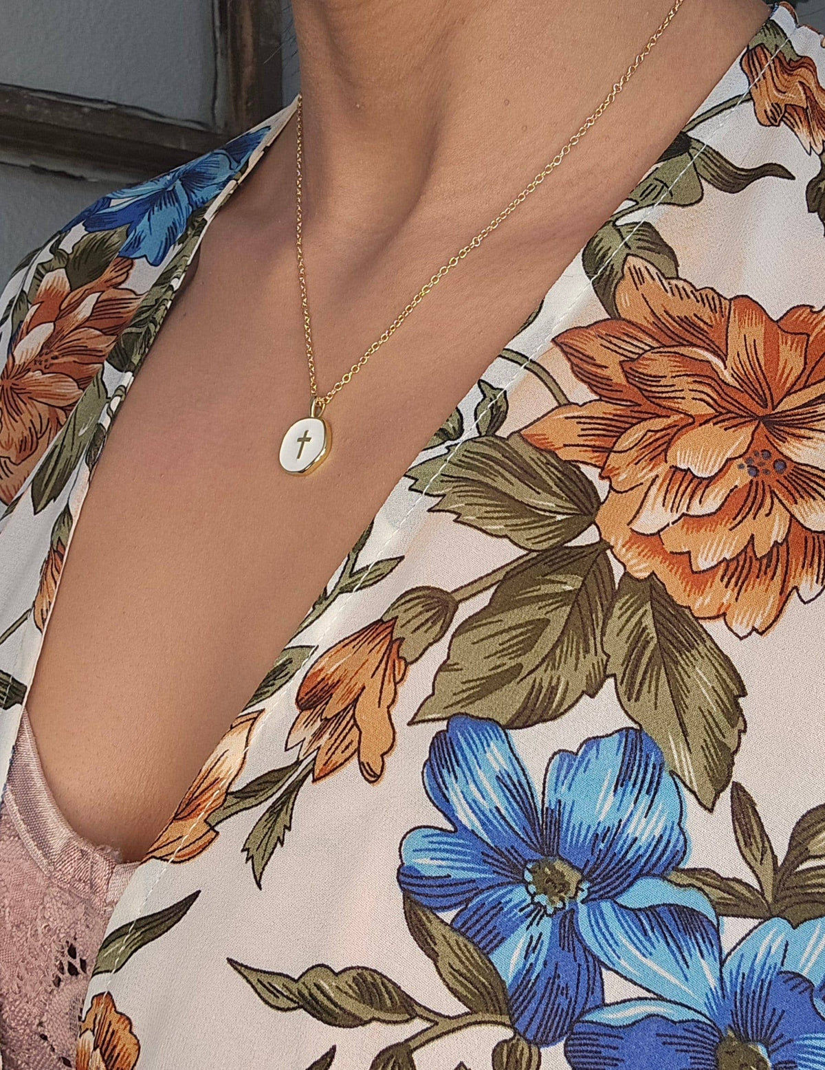 Caramel Sky - 18K Gold Plated Cross Pendant Necklace, Christian Jewelry