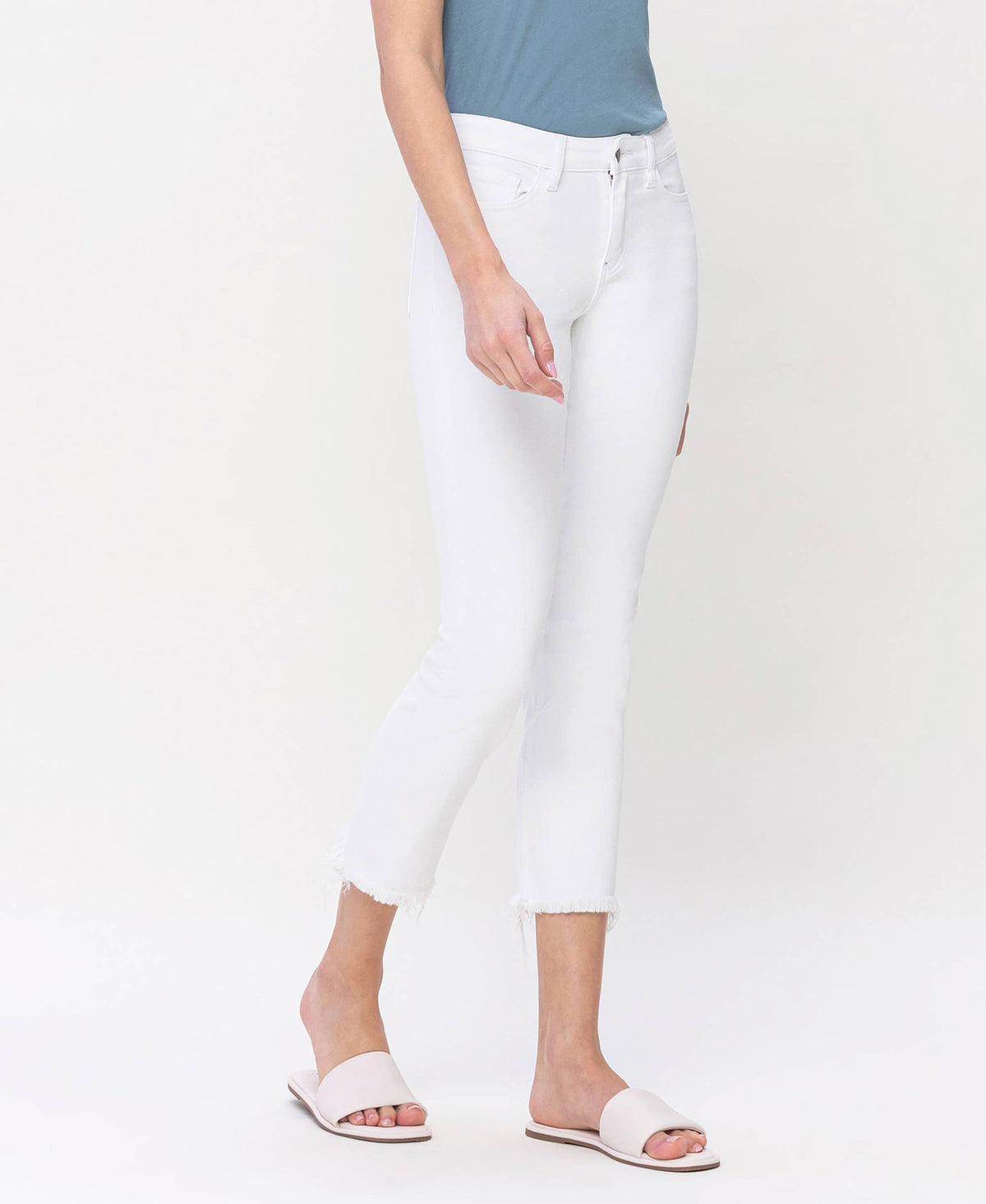 VERVET by FLYING MONKEY - MID RISE CROP STRAIGHT JEANS V3370WH