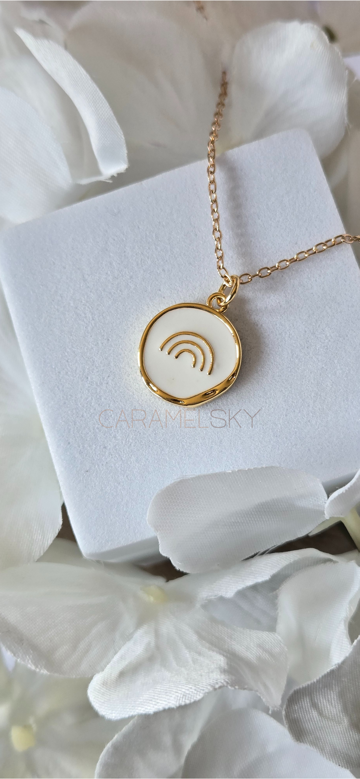 Caramel Sky - 18K Gold Plated Rainbow Pendant Necklace, Christian Jewelry