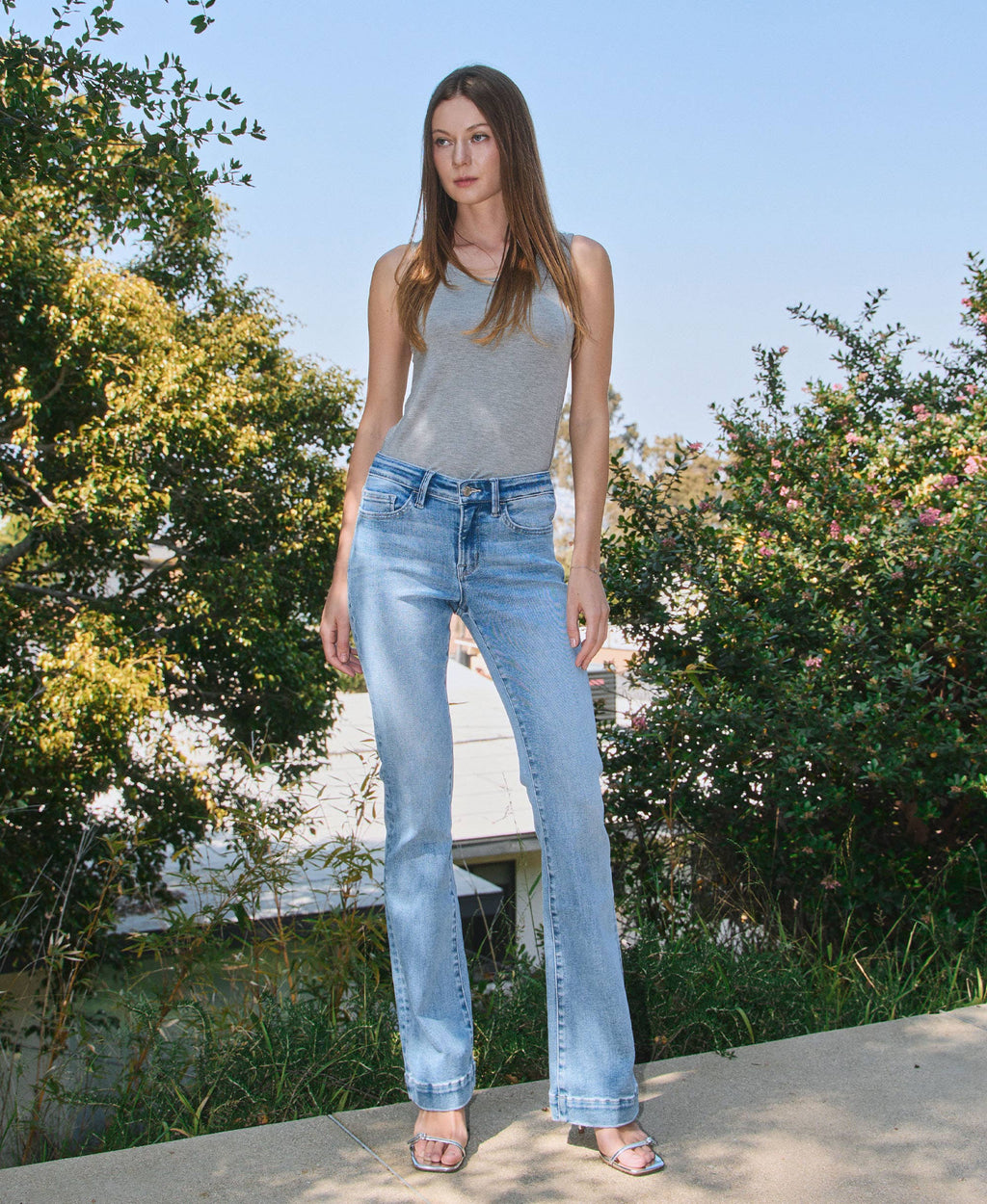 VERVET by FLYING MONKEY - MID RISE TROUSER HEM BOOTCUT JEANS T6243