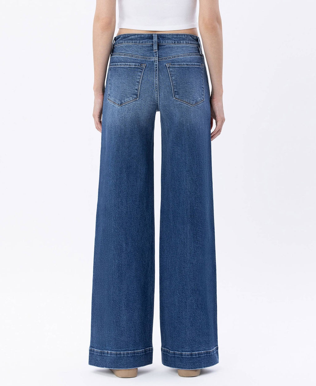 Lovervet by VERVET - HIGH RISE TROUSER HEM WIDE LEG JEANS LV1753