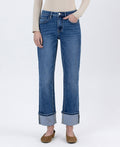 Lovervet by VERVET - HIGH RISE CUFFED ANKLE STRAIGHT JEANS LV1608