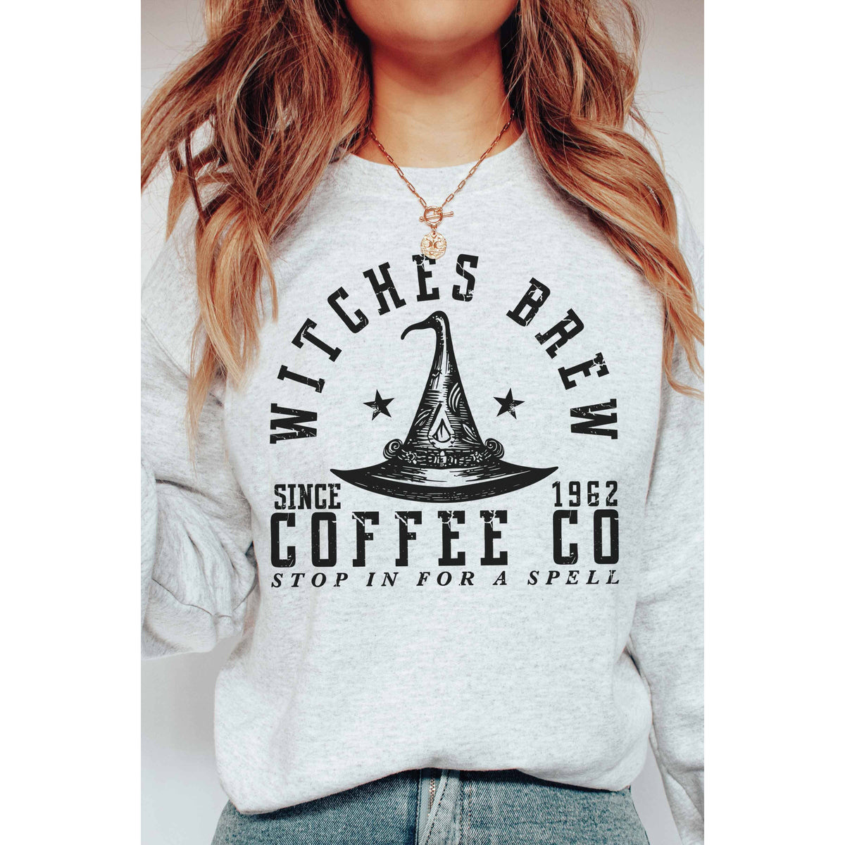 A. BLUSH CO - WITCHES BREW COFFEE CO Halloween Graphic Sweatshirt