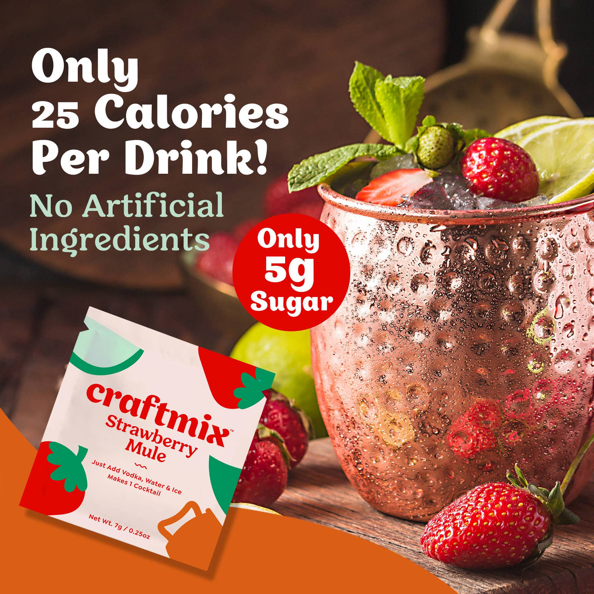 Craftmix - Strawberry Mule Cocktail / Mocktail Mixer - 24ct Caddy
