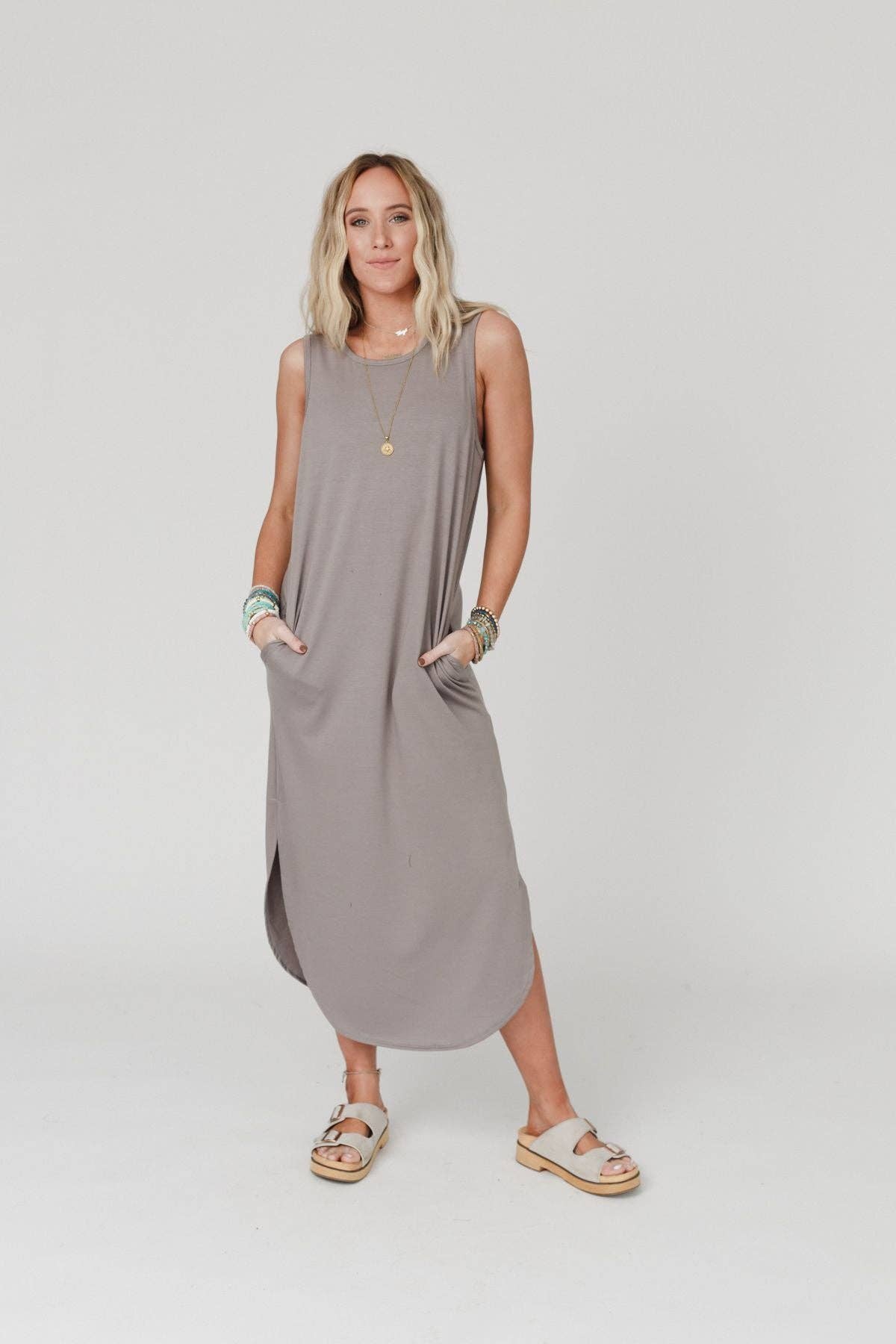 Three Bird Nest - Cassie Sleeveless Pocket Maxi Dress - Coco