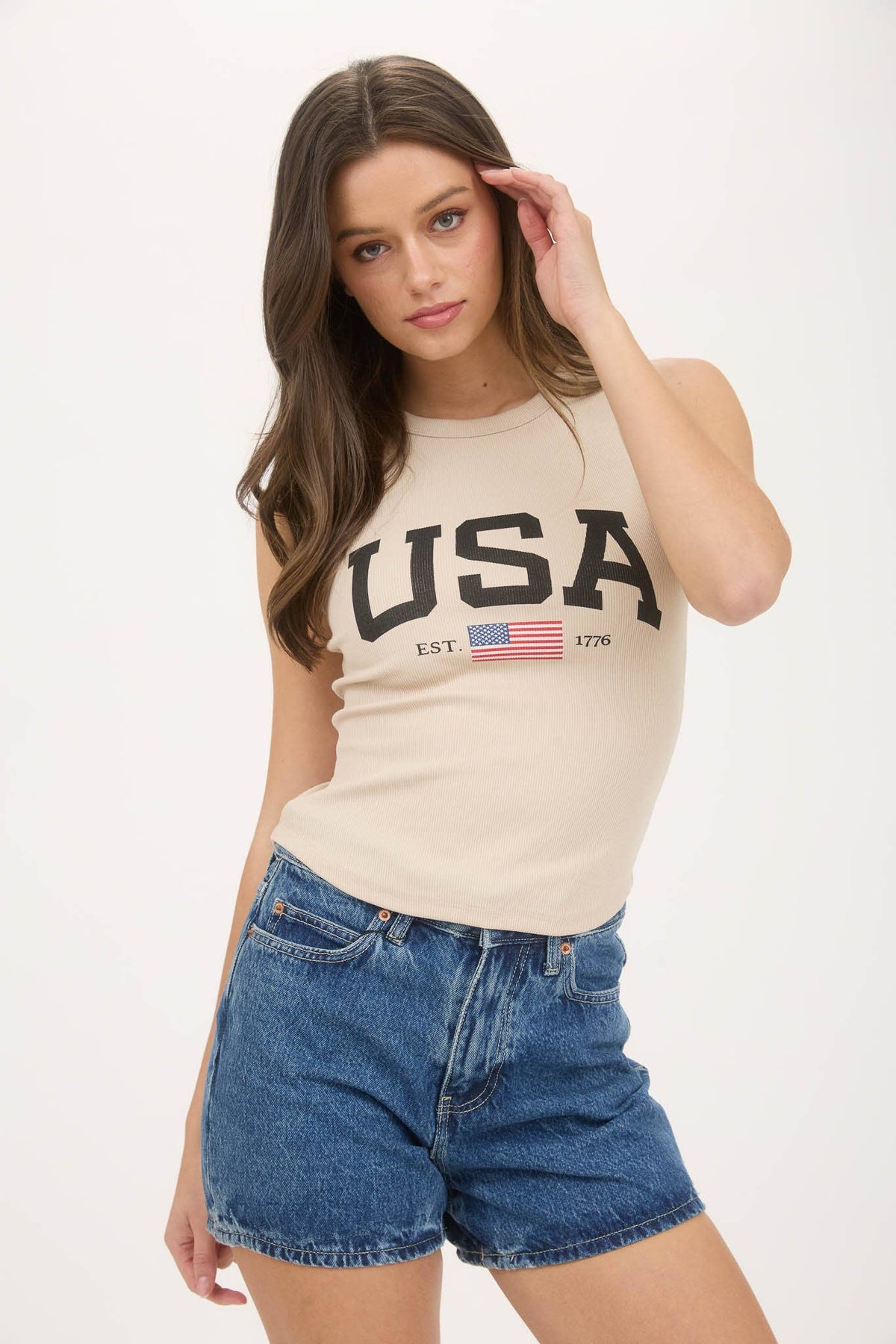 Blu Pepper - USA AMERICA GRAPHIC KNIT TANK TOP