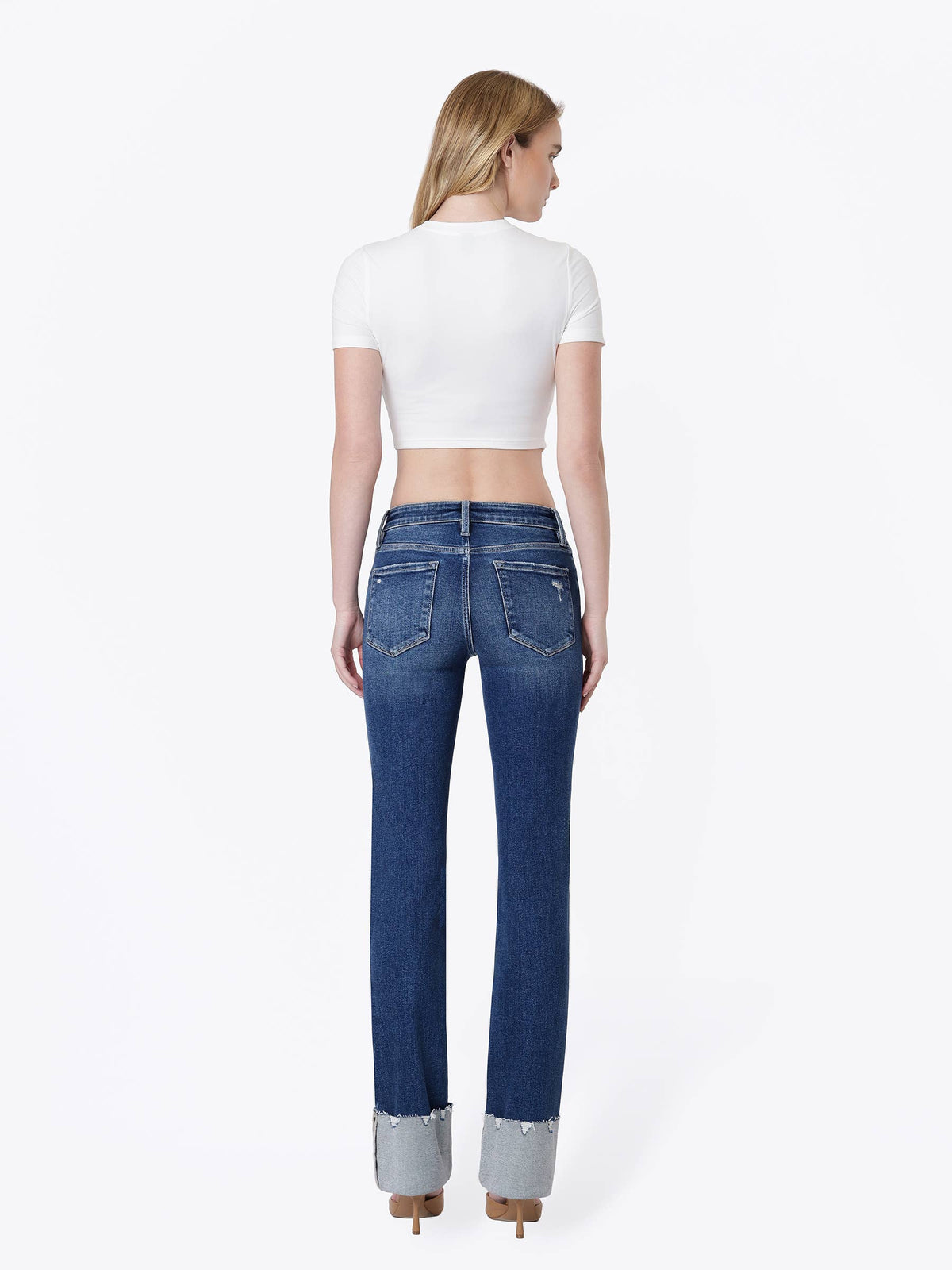 Lovervet by VERVET - MID RISE DARK WASH CUFFED SLIM STRAIGHT JEANS LV1513