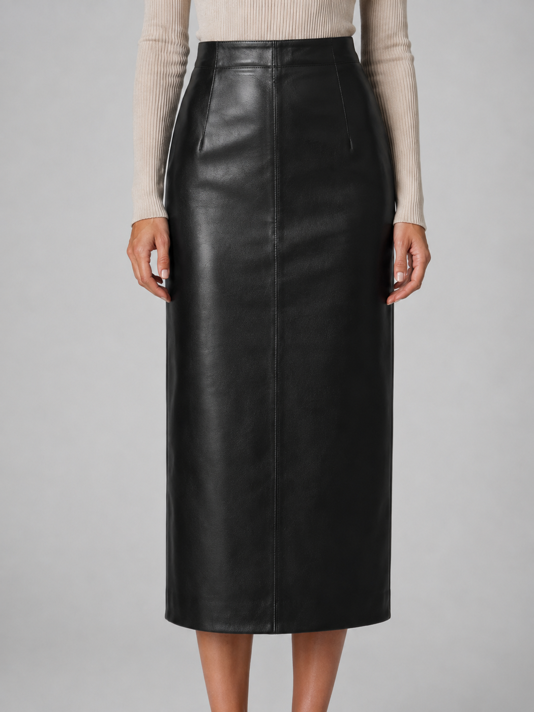 Veracci - Women’s High-Waist Vegan Leather Long Pencil Skirt
