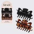 KITSCH - Recycled Plastic Large Claw Clip 2pc Set - Black & Tort