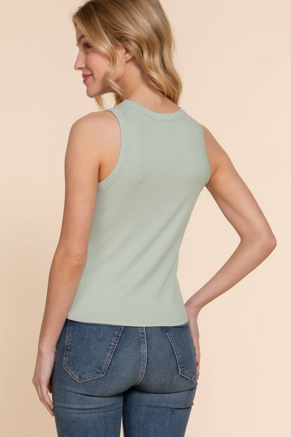 Active Basic | Active USA - Sleeveless Crew Neck Rib Knit Top