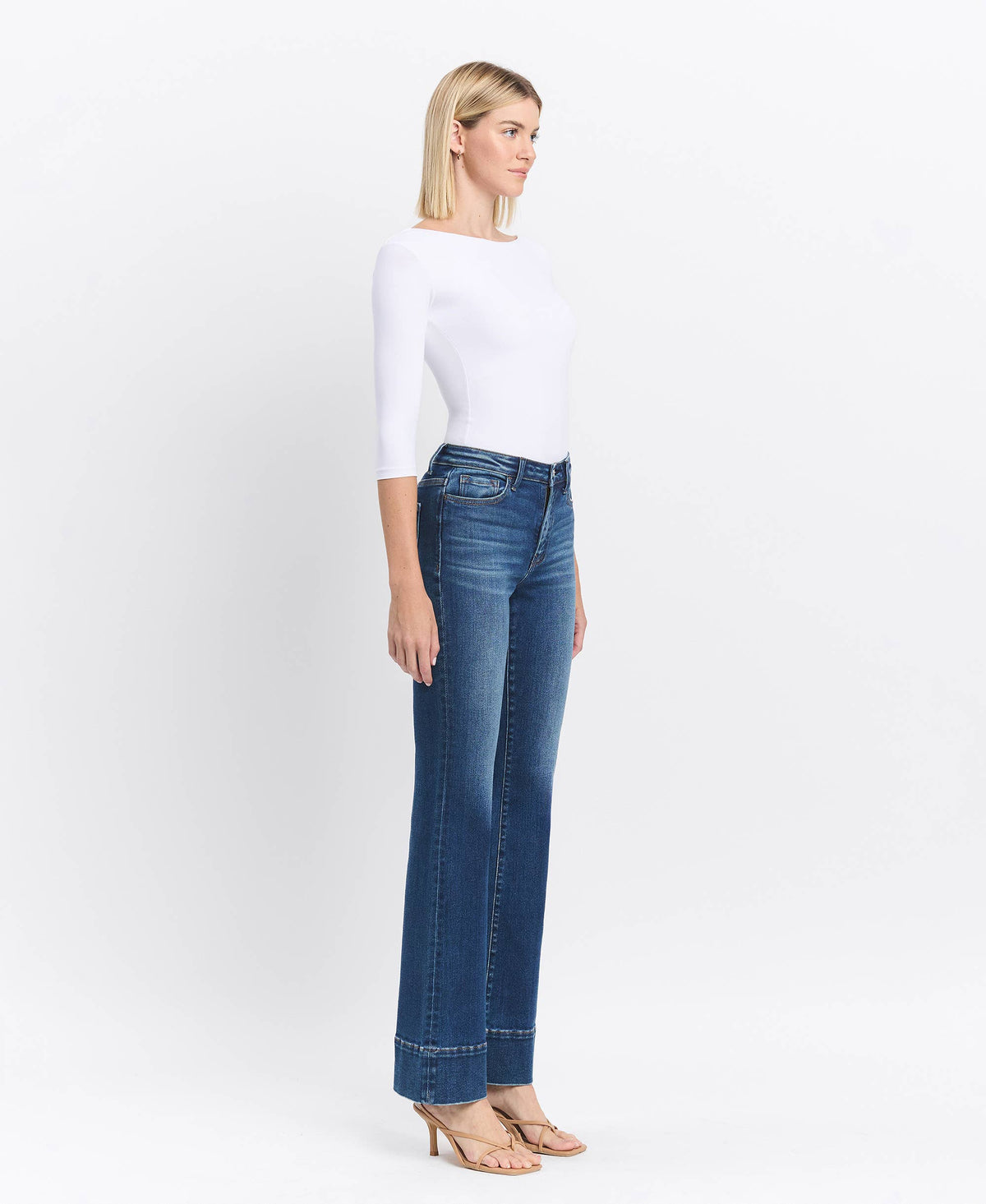 VERVET by FLYING MONKEY - HIGH RISE TROUSER HEM BOOTCUT JEANS T6641