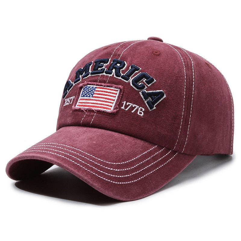 Suhkasana - Vintage America Flag Embroidered Baseball Cap