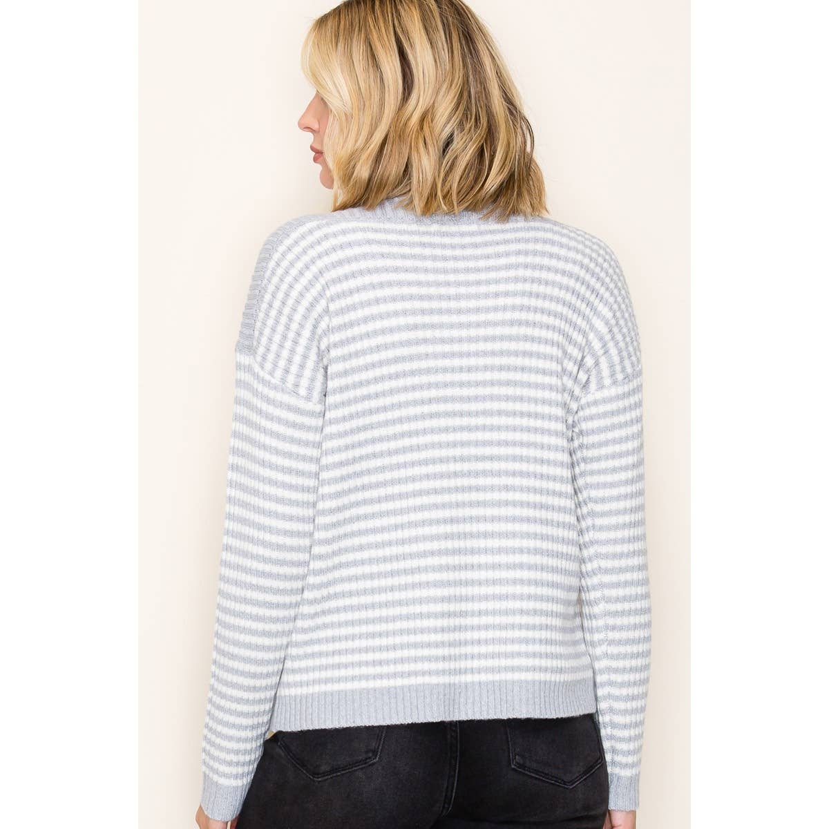 STACCATO - BOAT NECK PULLOVER SWEATER - IVORY/TAUPE